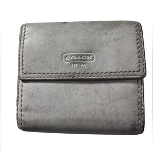 Coach AGED WORN White & Light Blue Women’s Leather Wallet